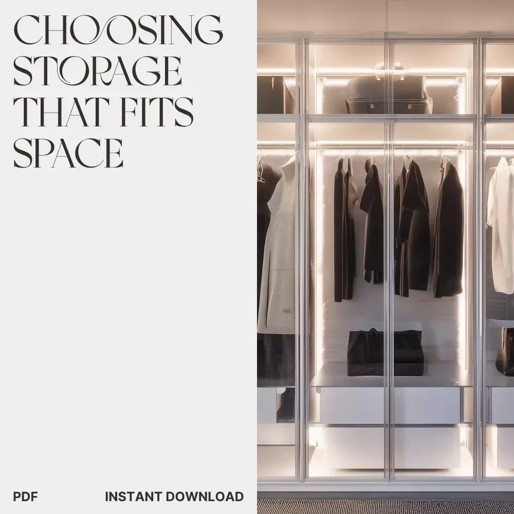 Choosing Storage That Fits Space | Printable Guide | Home Organization eBook | How to Choose Storage That Fits Your Space | Digital Download