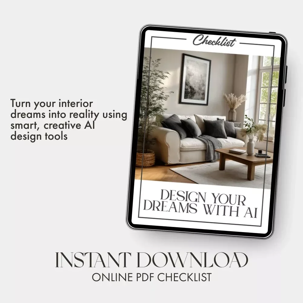 Design Your Dreams with AI – Printable Home Decorating Checklist | Learn How to Use AI to Find Decorating Ideas for Your Specific Style | Digital Download for Interior Inspiration & Mood Board Creation