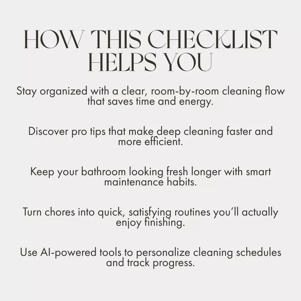 Sparkling Bathroom Checklist | Printable Cleaning Guide for a Spotless Home | Digital Download for How to Clean Your Bathroom Properly