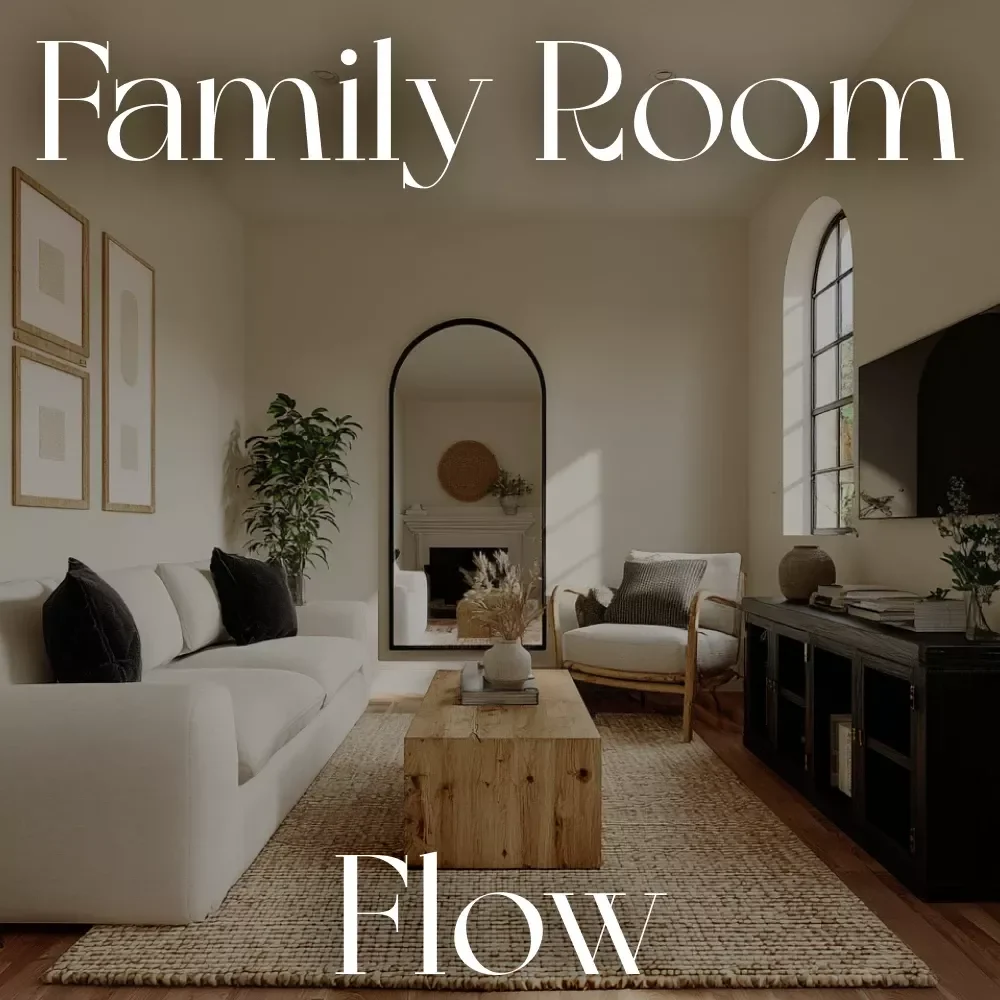 Family Room Flow | Digital Guide on How to Layout Furniture for Family Rooms | Home Design eBook for Cozy, Functional Living Spaces