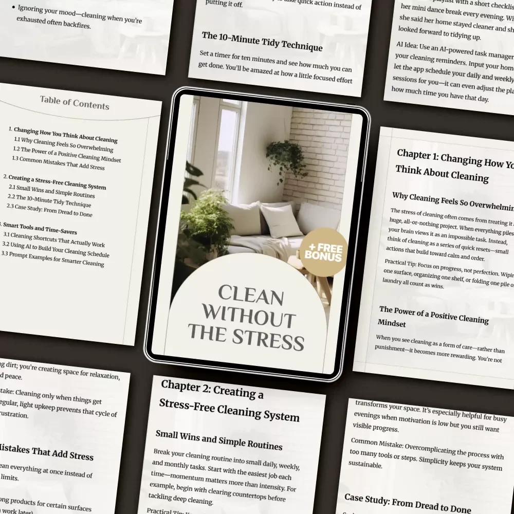 Clean Without the Stress | Digital Cleaning Guide for a Calmer, Happier Home | How to Make Cleaning Less Stressful eBook & Checklist