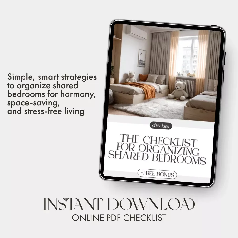 The Checklist for Organizing Shared Bedrooms | Printable Room Organization Guide | Digital Download for Families, Roommates & Kids | How to Organize Shared Bedrooms Easily
