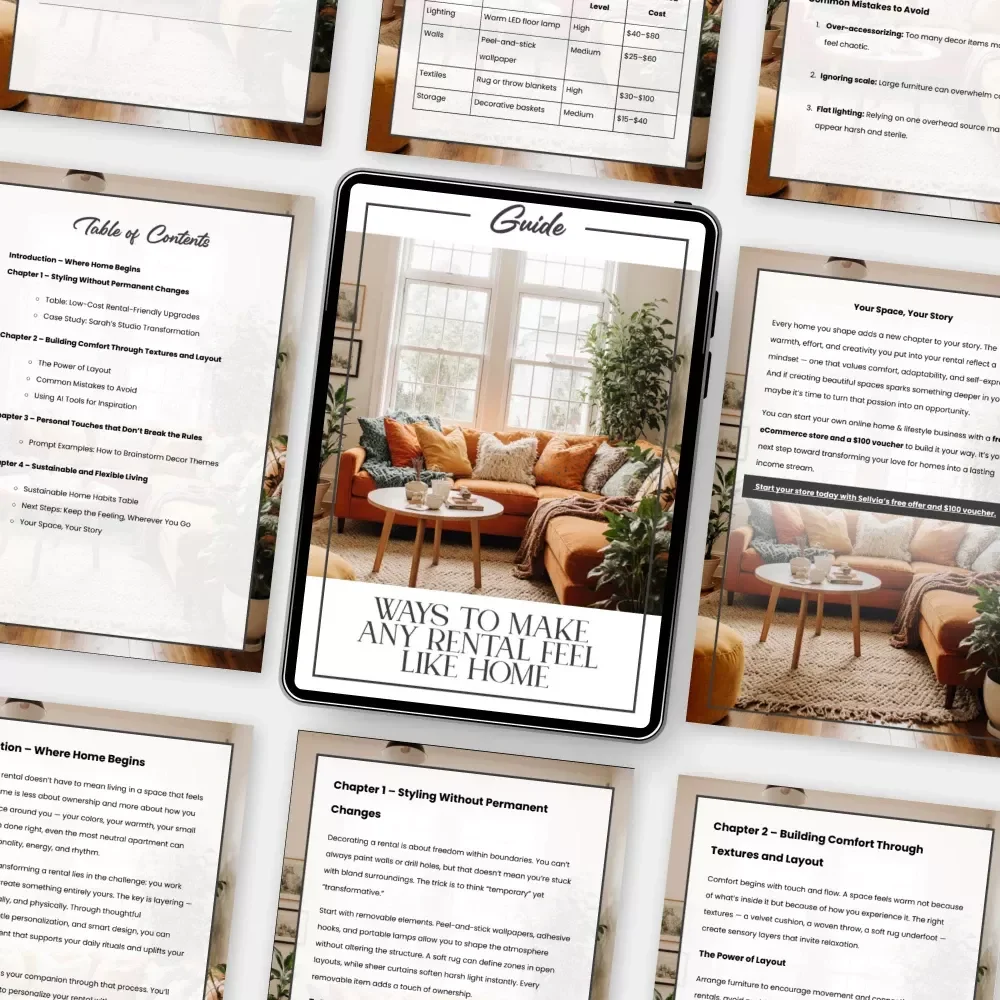 Ways to Make Any Rental Feel Like Home | Printable Digital Guide for Renters | Cozy Apartment Tips, Styling Ideas & Sustainable Living Inspiration | How to Make a Rental Feel Like Home