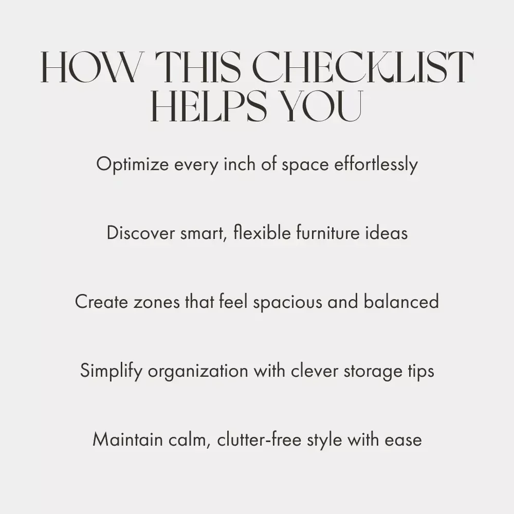 Making a Small Room Work Harder for You | Printable Home Organization Checklist | what to do when a small room needs multiple functions | Small Space Living Guide for Multifunctional Rooms