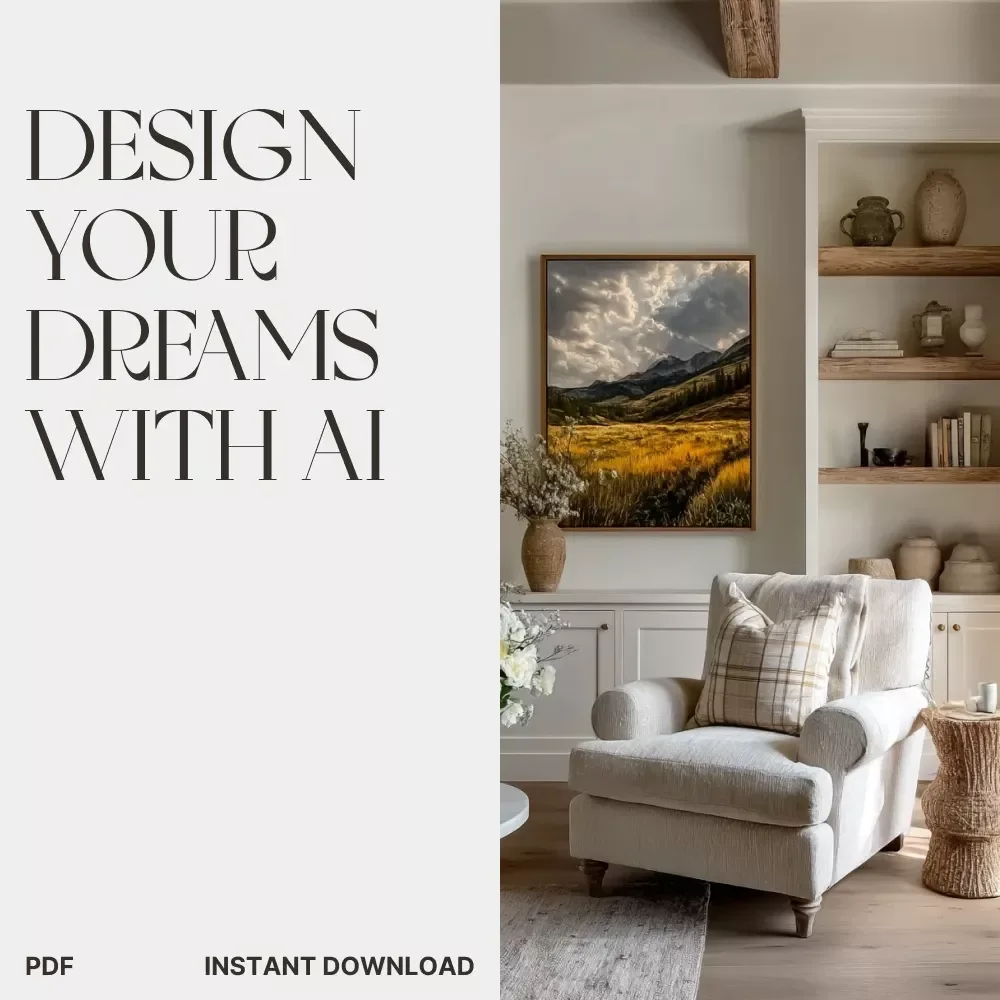 Design Your Dreams with AI – Printable Home Decorating Checklist | Learn How to Use AI to Find Decorating Ideas for Your Specific Style | Digital Download for Interior Inspiration & Mood Board Creation
