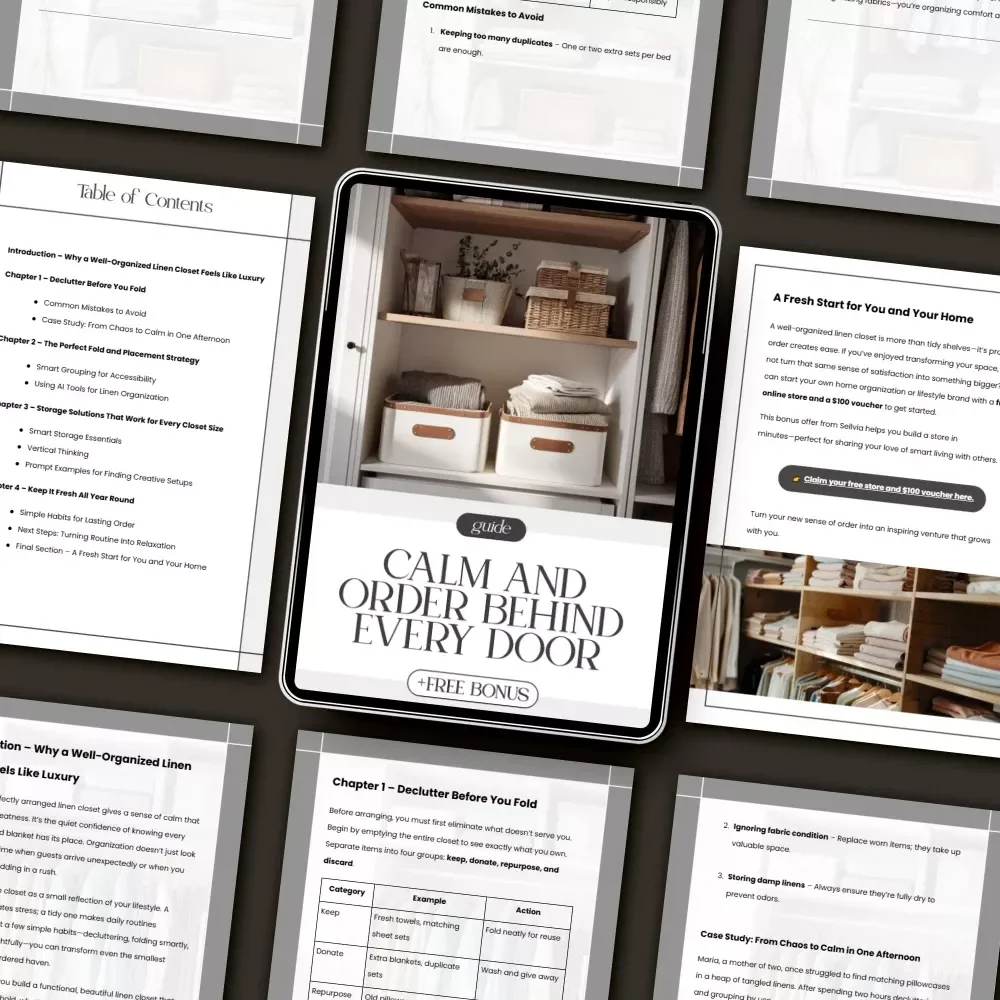 Calm and Order Behind Every Door | Home Organization Guide for a Perfectly Organized Linen Closet | Digital Download eBook for Decluttering and Organizing Linen Closet Effectively
