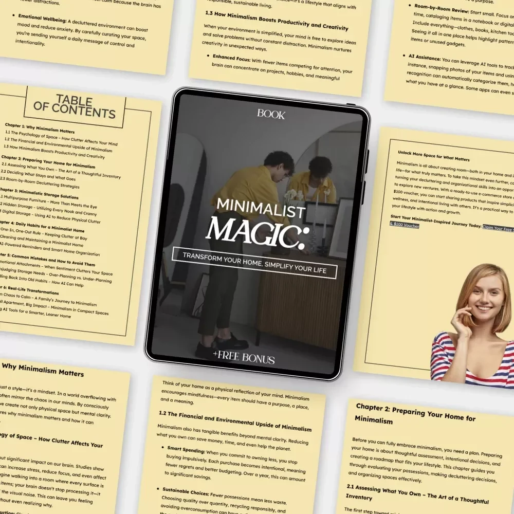 Minimalist Magic: Transform Your Home, Simplify Your Life | eBook for Home Decluttering & Organization | Digital Download Guide with tips for minimalistic home organization