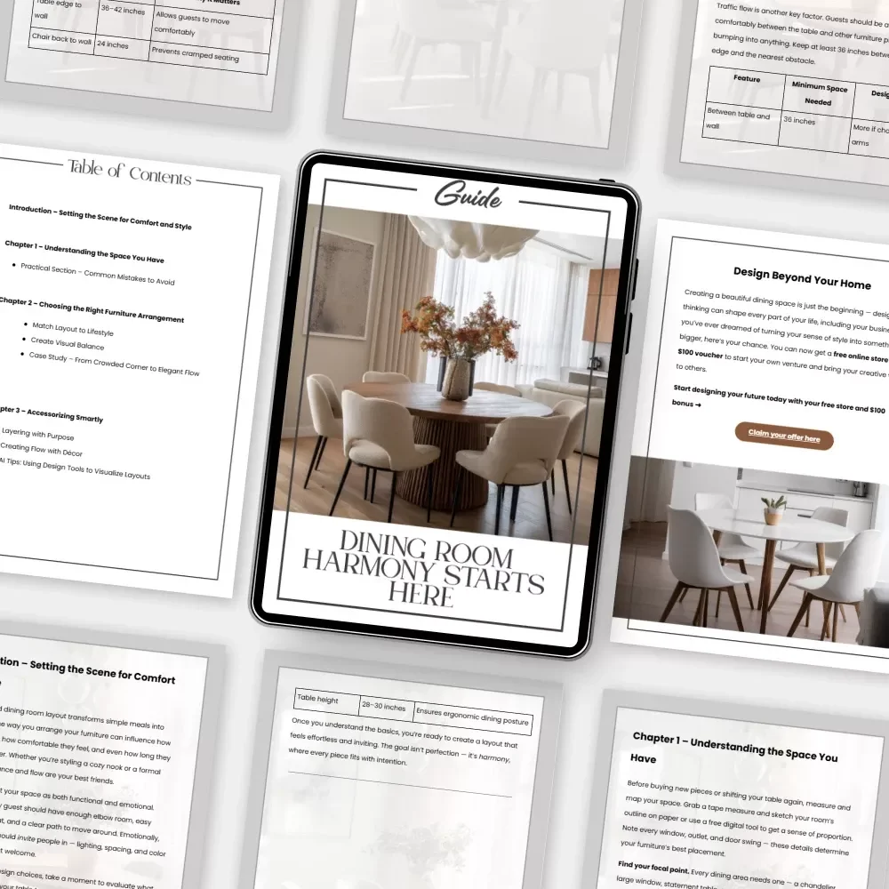 Dining Room Harmony Starts Here | Guide on How to Layout Furniture in a Dining Room for Comfort, Flow & Style | Digital Download eBook for Effortless Home Design