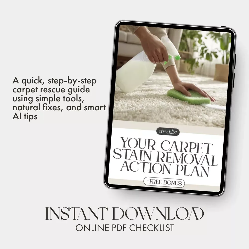 Your Carpet Stain Removal Action Plan | Printable Home Cleaning Checklist | Digital Download Guide on How to Remove Carpet Stains | Instant Download PDF