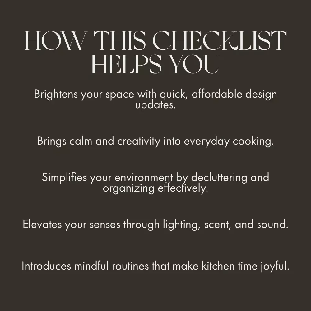 Kitchen Mood Makeover Checklist | Printable Home Decor Guide for Easy Ways to Change Kitchen Mood | Digital Download