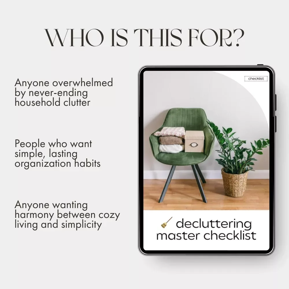 Decluttering Master Checklist | Digital Download | How to Combine One In One Out with Decluttering | Minimalist Home Organization Guide