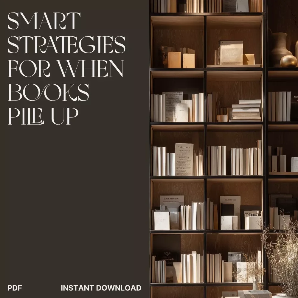 Smart Strategies for When Books Pile Up | Digital Decluttering Guide for Book Lovers | What to Do When Books Pile Up eBook & Checklist