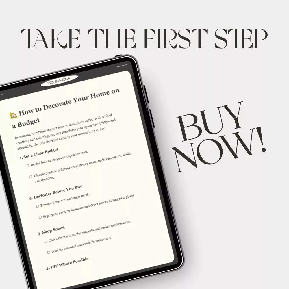How to Decorate Your Home on a Budget | Printable Home Décor Checklist | Affordable Decorating Ideas for Every Room | Instant Digital Download