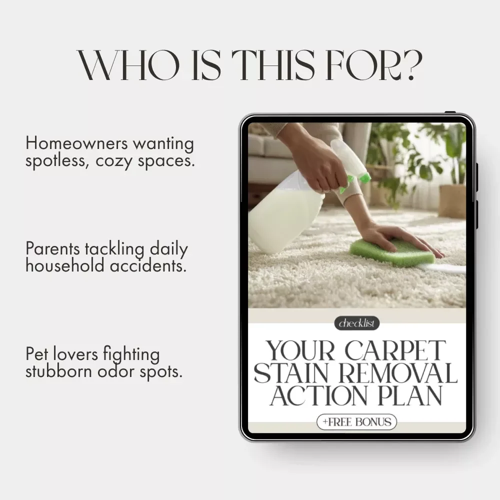 Your Carpet Stain Removal Action Plan | Printable Home Cleaning Checklist | Digital Download Guide on How to Remove Carpet Stains | Instant Download PDF