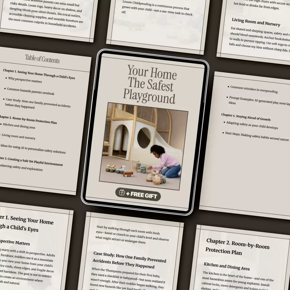 Your Home the Safest Playground | Printable Digital Guide for Parents | Learn how to childproof your home, room-by-room safety plan, AI-powered safety ideas
