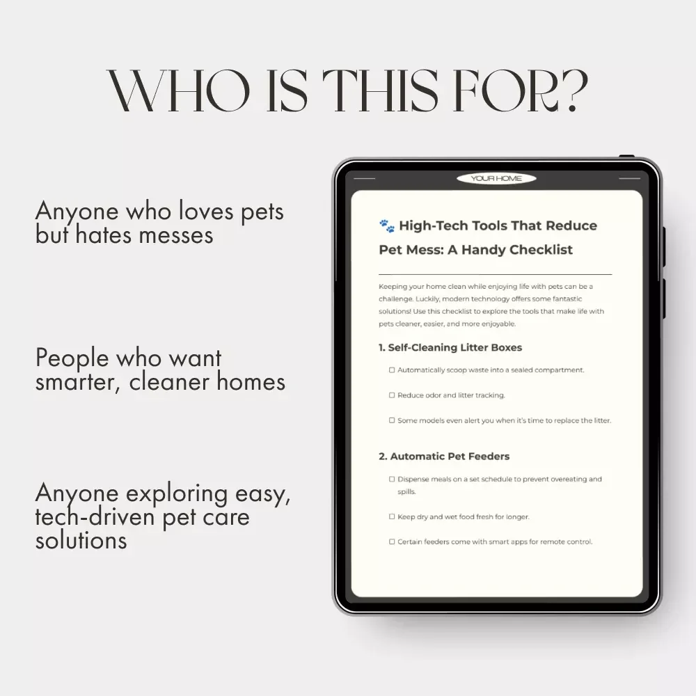 High-Tech Tools That Reduce Pet Mess | Printable Checklist for Pet Owners | Instant Digital Download | Smart Pet Cleaning Solutions | what high tech tools reduce pet mess