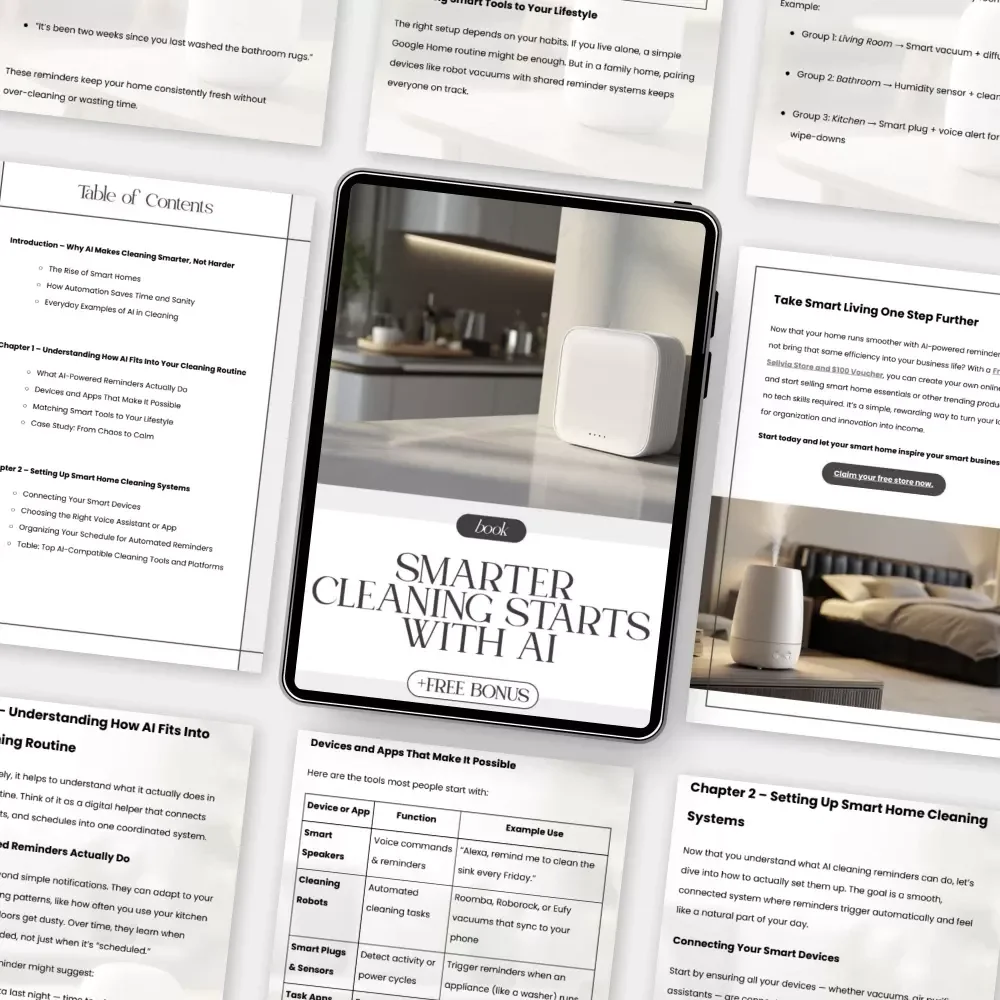 Smarter Cleaning Starts with AI | EBOOK | How to Use AI to Set Up Smart Home Cleaning Reminders | Digital Download Guide for Smarter Living, Home Automation, and Time-Saving Routines