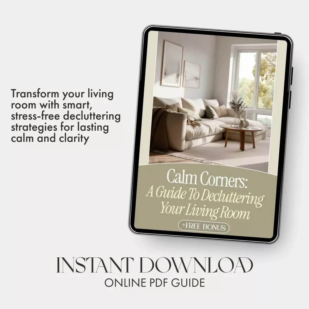 Calm Corners: A Guide to Decluttering Your Living Room | Best Way to Declutter Living Room | Minimalist Home Organization & Mindful Living Digital Download