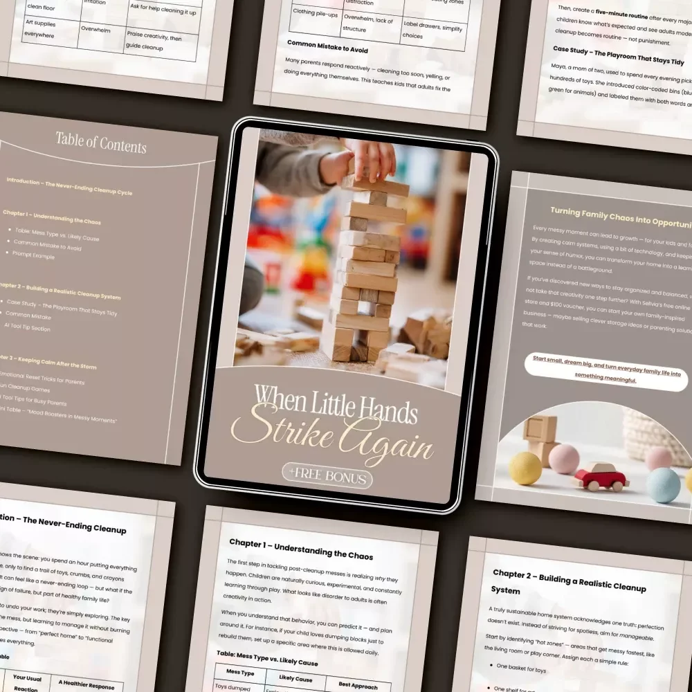 When Little Hands Strike Again | Parenting Guide for Everyday Messes | Digital Download for Moms & Dads | What to Do When Kids Mess After Cleaning | eBook + Printable Tips