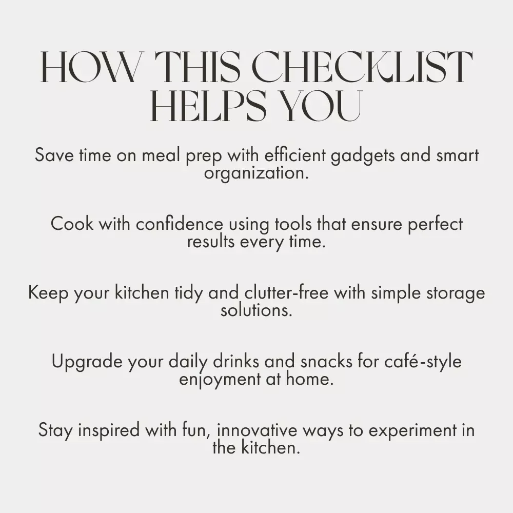 Kitchen Wizardry Checklist | Ultimate Printable Guide to the Best Kitchen Gadgets for Cooking, Storage & Cleaning Efficiency | Digital Download for Home Chefs & Food Lovers