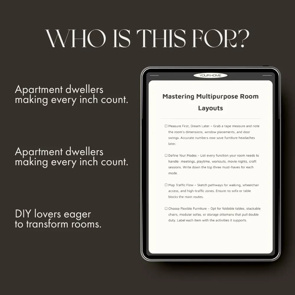 Mastering Multipurpose Room Layouts – Printable Checklist for How to Layout Multipurpose Rooms | Digital Download Guide for Flexible, Functional Spaces
