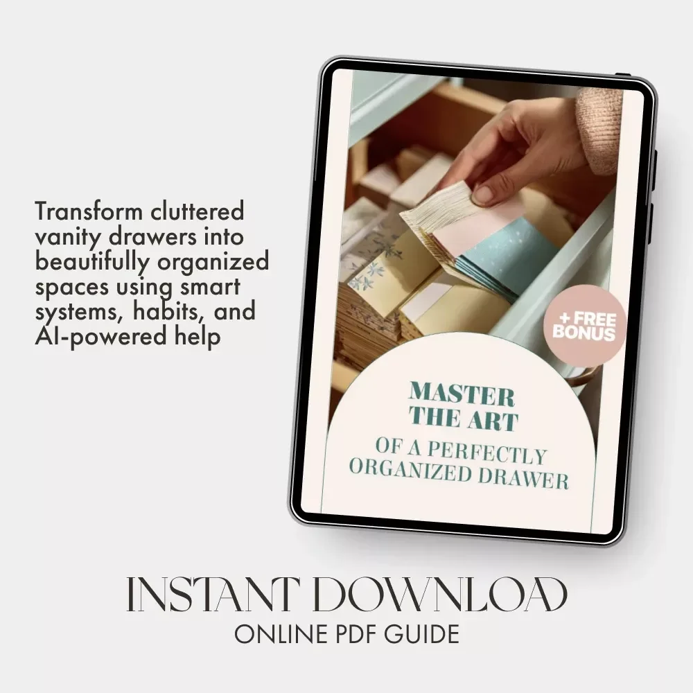 Master the Art of a Perfectly Organized Drawer | Digital Guide for Vanity Lovers | How to Organize a Vanity Drawer | Decluttering & Storage Solutions eBook for Makeup and Skincare Enthusiasts