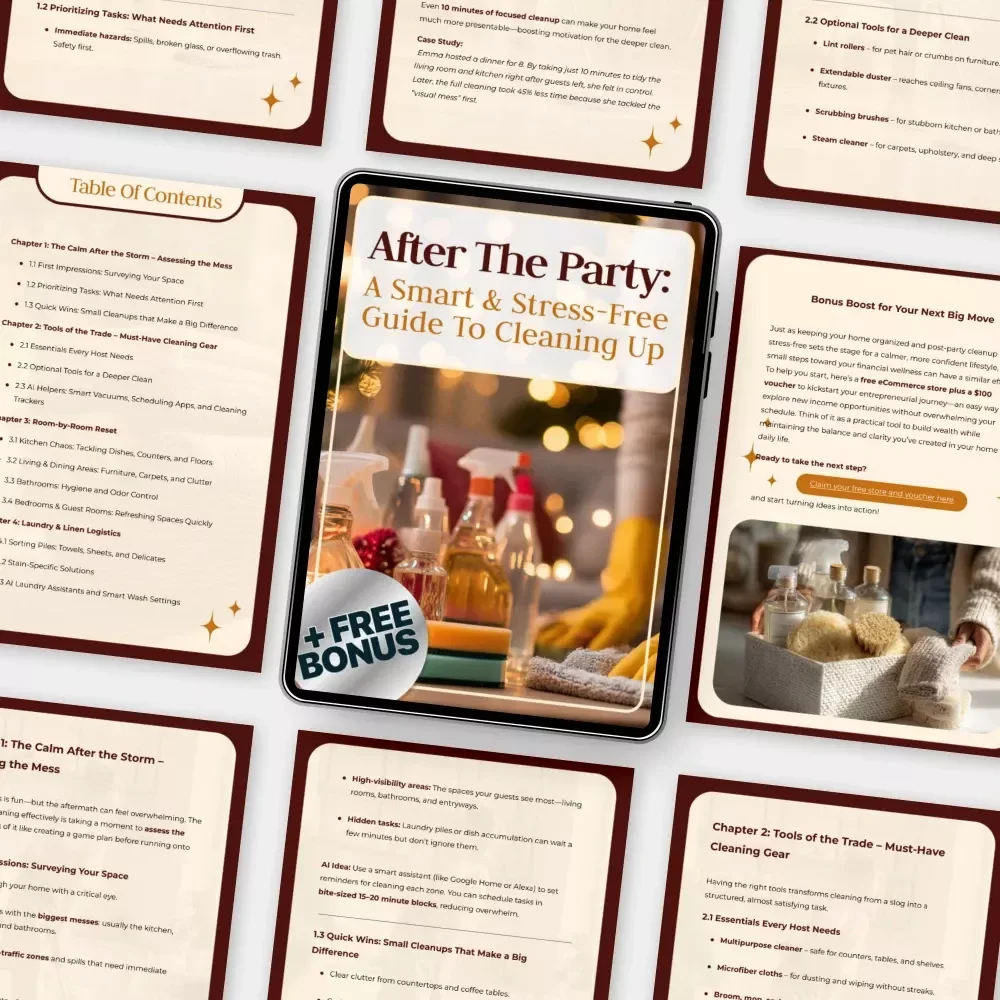 After the Party: A Smart & Stress-Free Guide to Cleaning Up | How to Clean After Hosting Guests | Digital Download eBook for Easy Home Reset