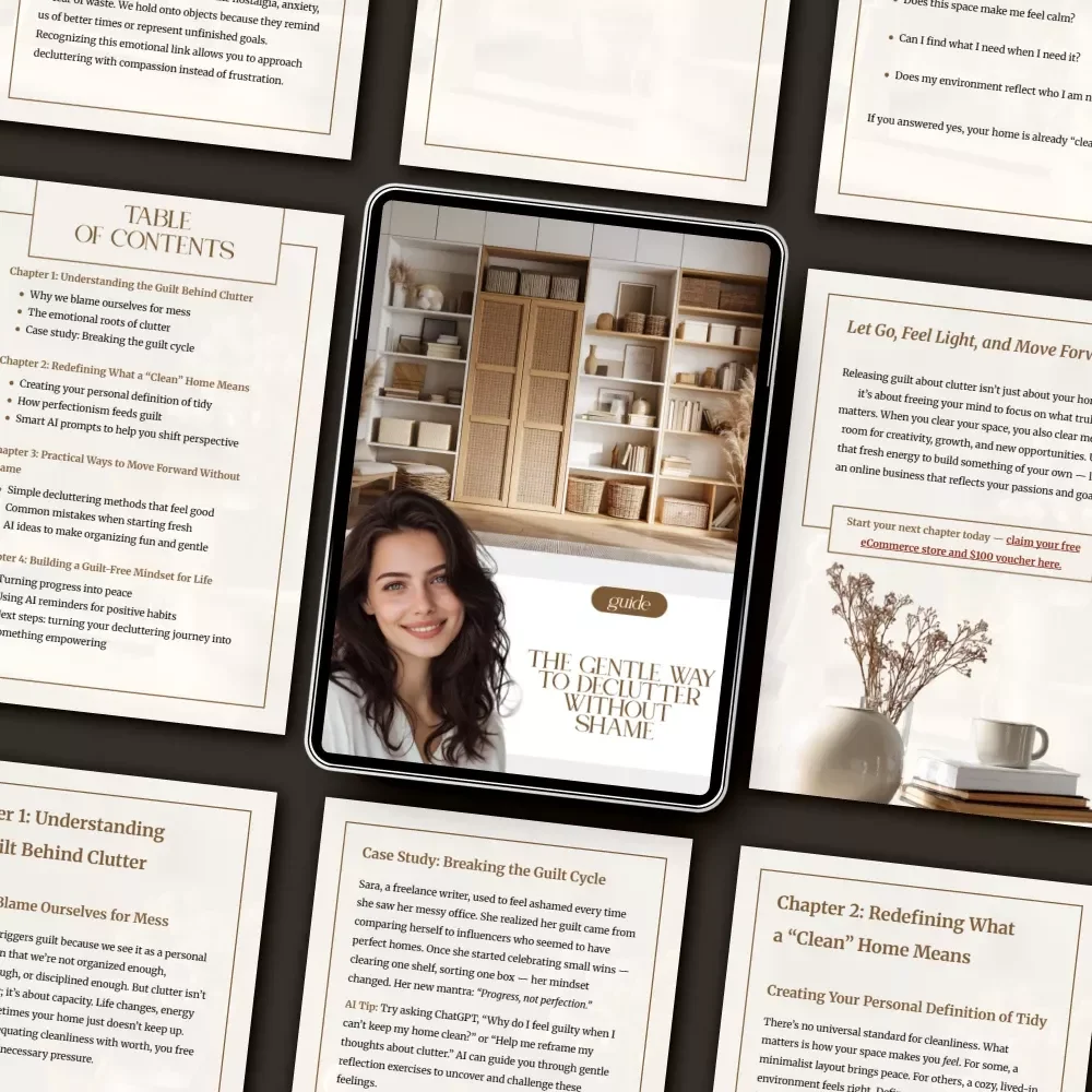 The Gentle Way to Declutter Without Shame | Digital Guide for Emotional Healing, Self-Compassion & How to Stop Feeling Guilty About Clutter