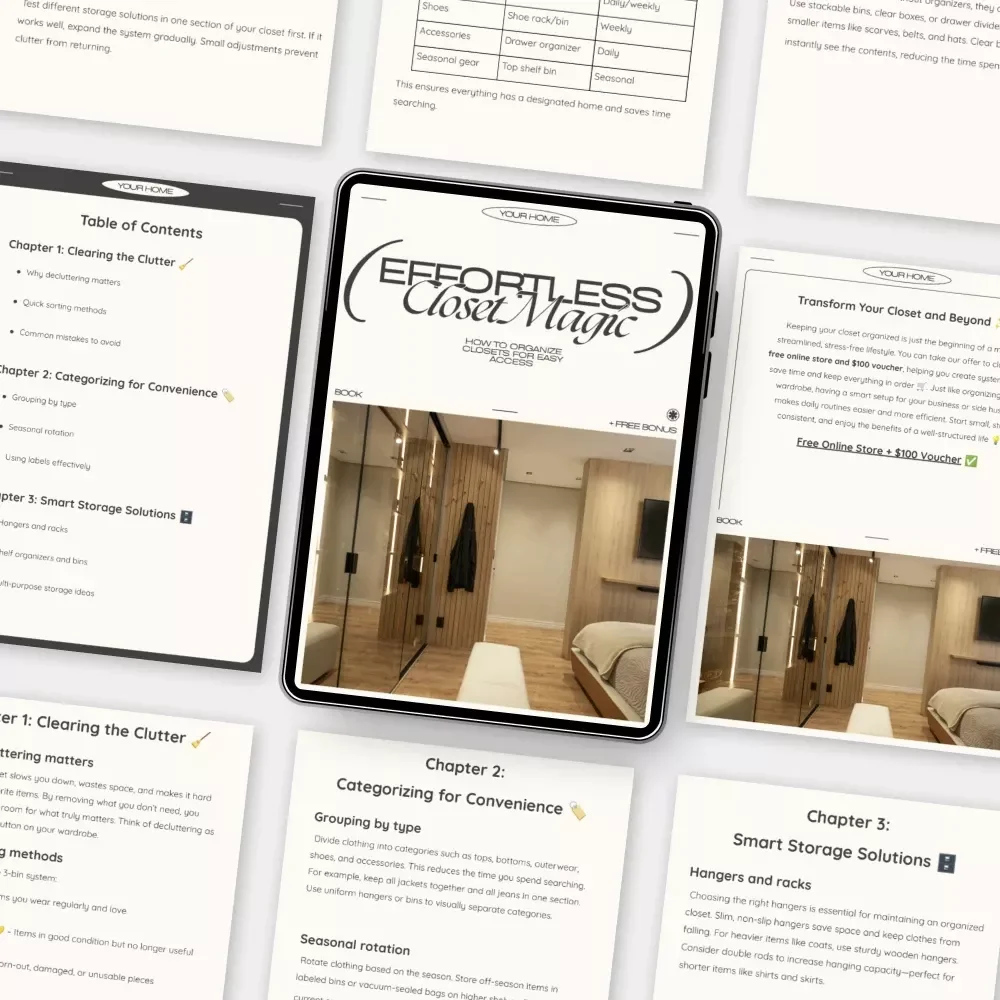 Effortless Closet Magic | eBook Guide on How to Organize Closets for Easy Access | Decluttering, Storage, and Space-Saving Solutions for a Tidy Wardrobe