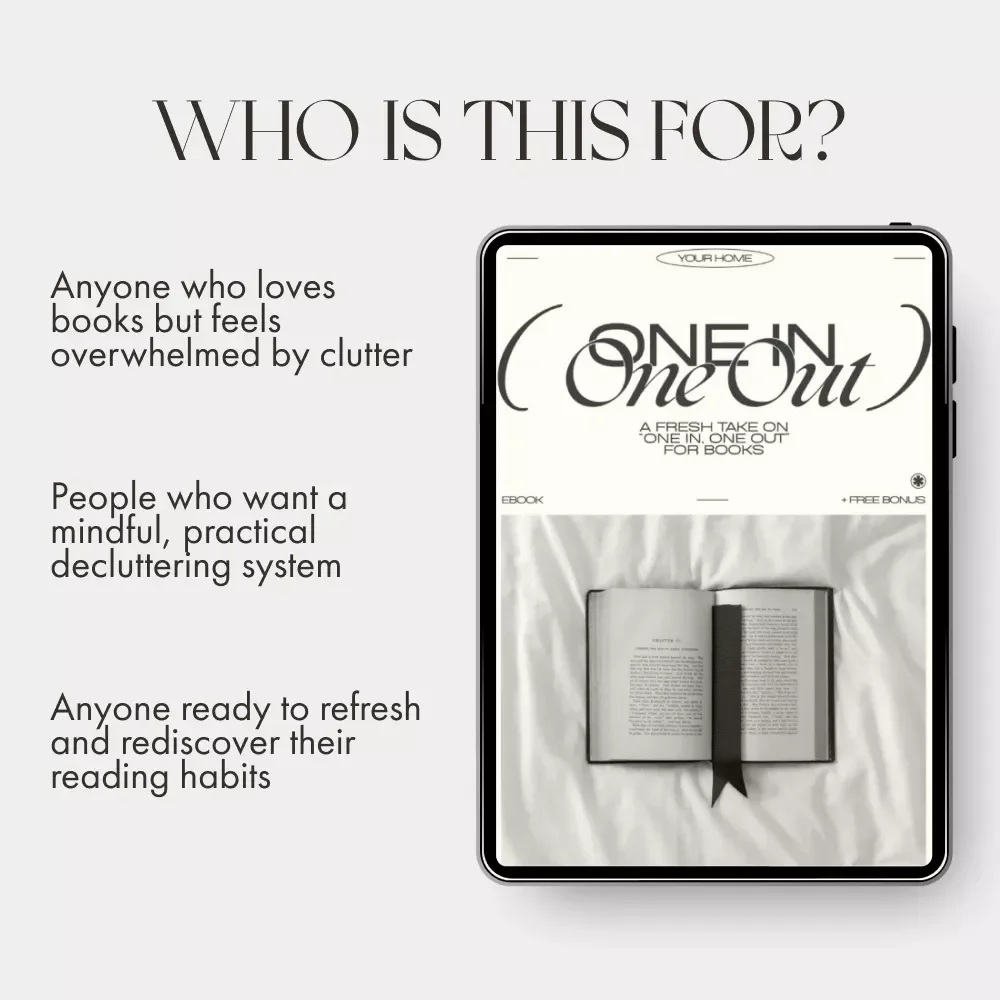 A Fresh Take on “One In, One Out” for Books | Minimalist eBook for Book Lovers, Decluttering Guide, AI-Powered Book Organization, Reading Life Reset