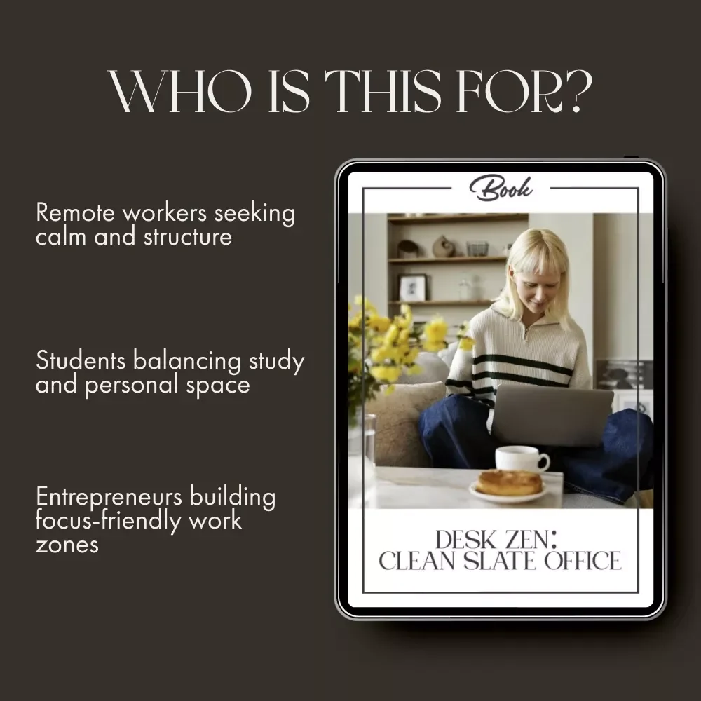Desk Zen: Clean Slate Office | Digital eBook Guide on How to Tidy Up Your Home Office, Declutter, Organize & Create a Calm Workspace