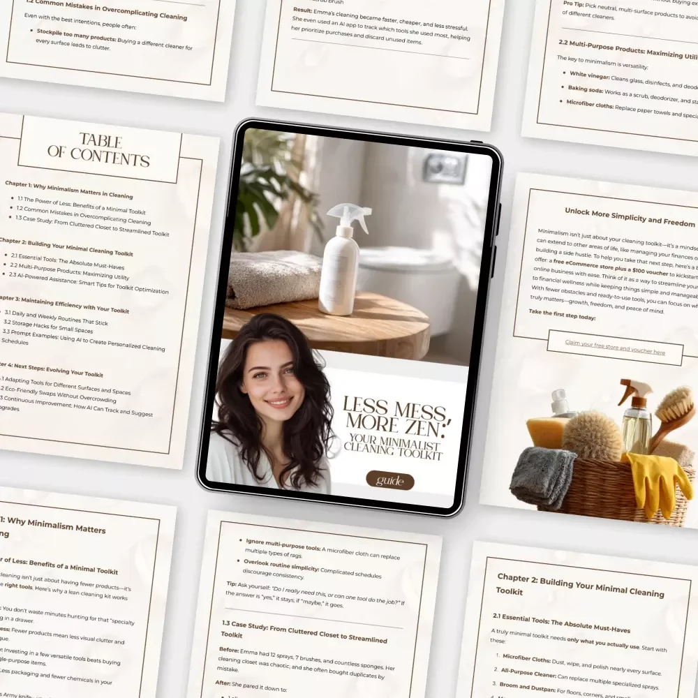 Less Mess, More Zen: Your Minimalist Cleaning Toolkit Guide | Digital Download | How to Create a Minimal Cleaning Toolkit eBook for Simple, Efficient, and Calm Living