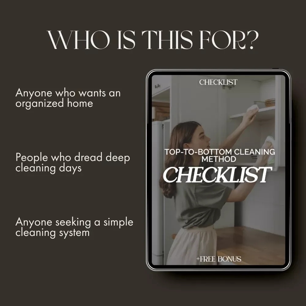 Top-to-Bottom Cleaning Method Checklist | Printable Home Cleaning Guide | How to Use Top to Bottom Cleaning Method | Instant Digital Download