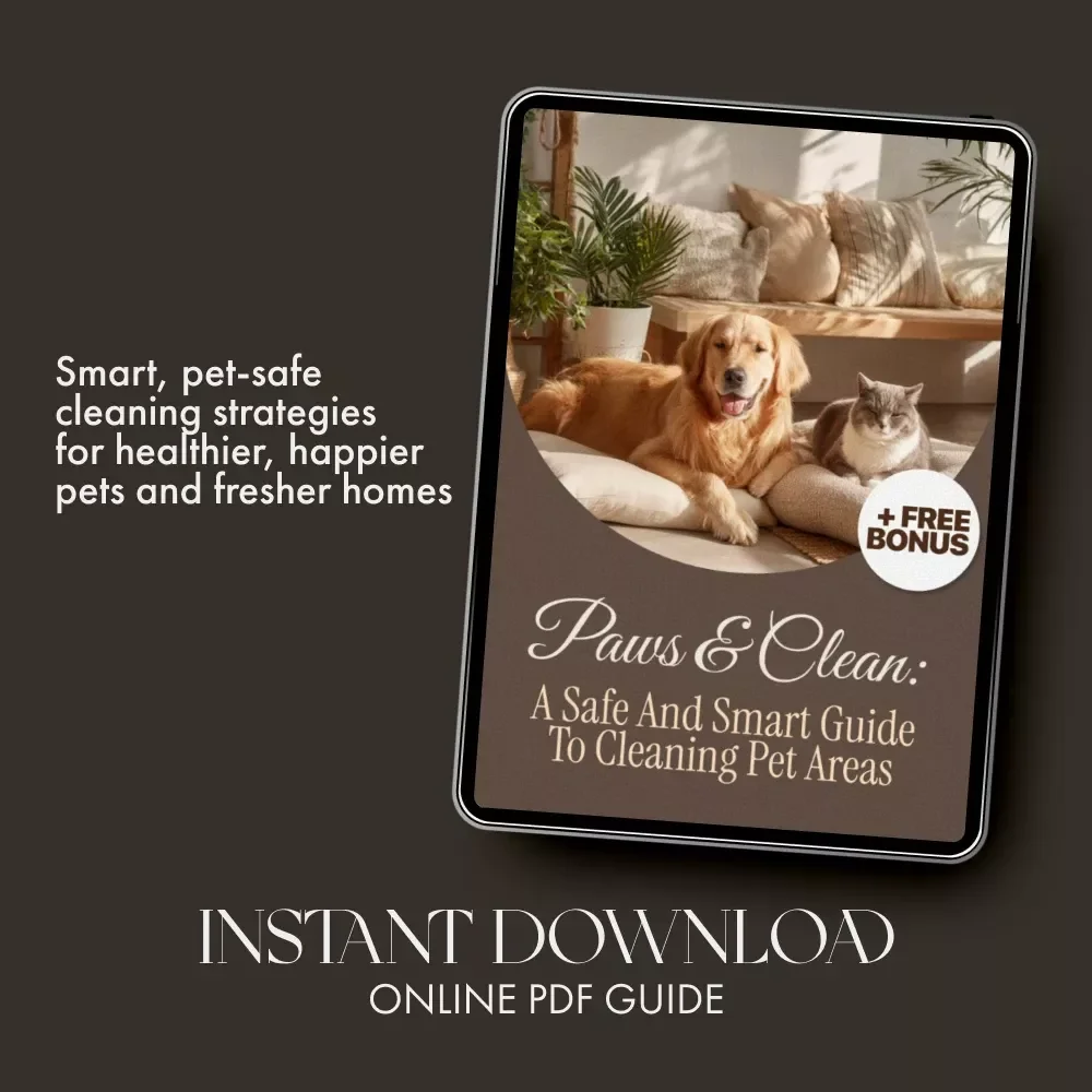 Paws & Clean: A Safe and Smart Guide to Cleaning Pet Areas | Digital eBook for Pet Owners | Tips for Cleaning Pet Areas Safely | Pet-Safe Cleaning Guide & AI Tools