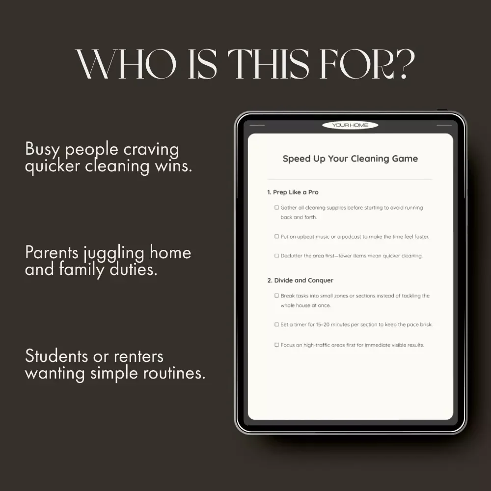Speed Up Your Cleaning Game – Printable Checklist for Busy People | Instant Digital Download | what to do when cleaning takes too long | Home Organization Guide