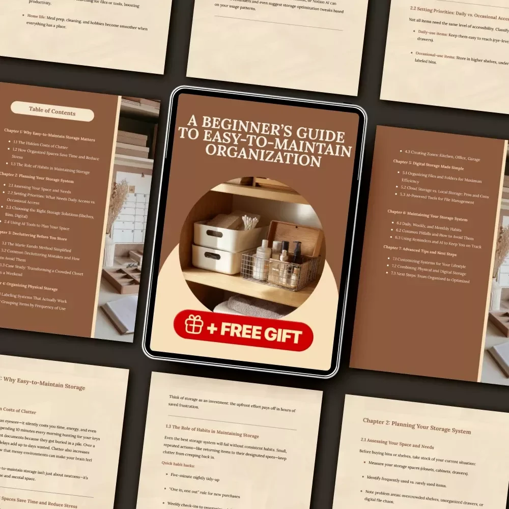 A Beginner’s Guide to Easy-to-Maintain Organization | eBook for Simple Storage Systems | How to Create Easy to Maintain Storage for Home & Digital Spaces