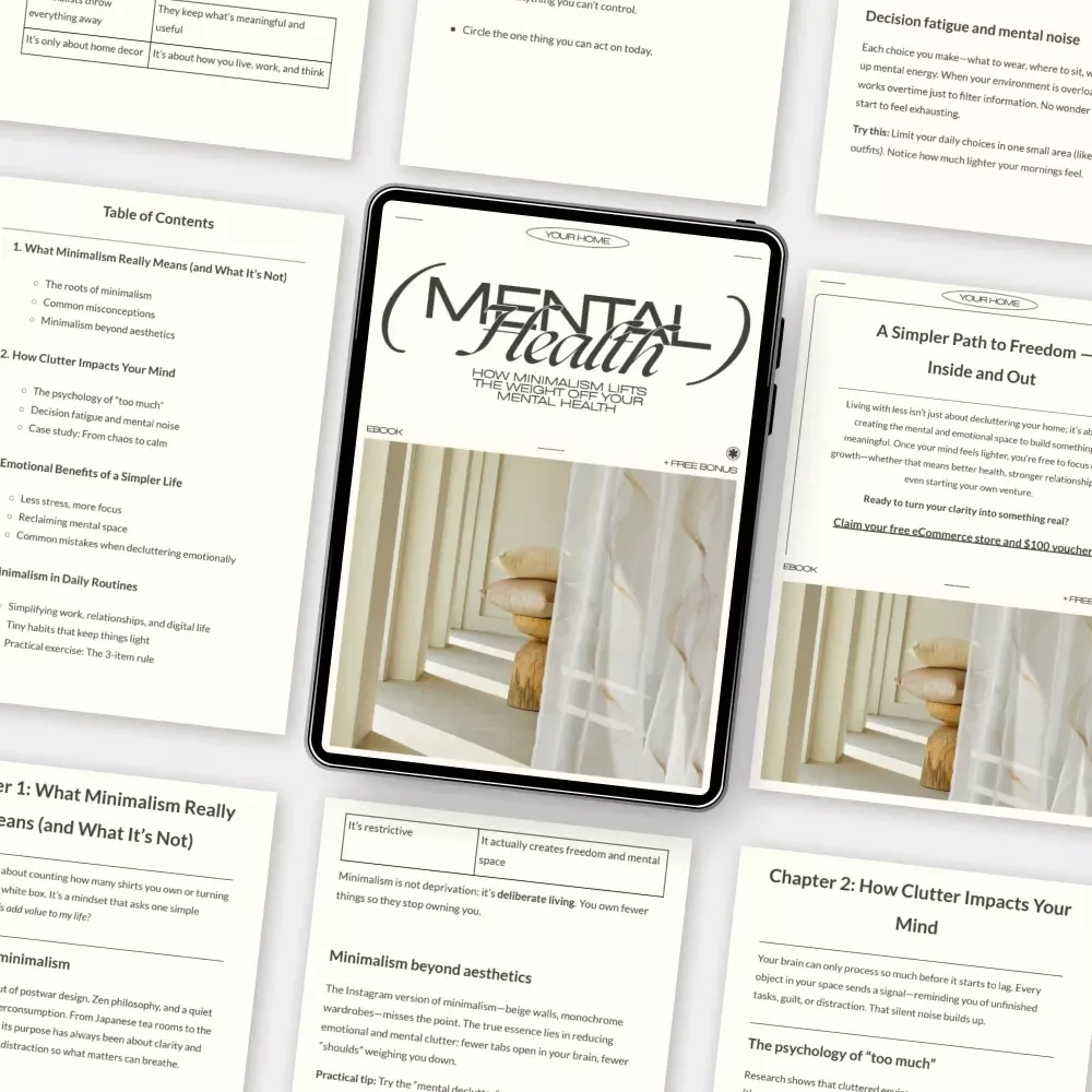 How Minimalism Lifts the Weight Off Your Mental Health | eBook Guide on Why Does Minimalism Help Mental Health | Digital Download for Clarity, Calm & Balance