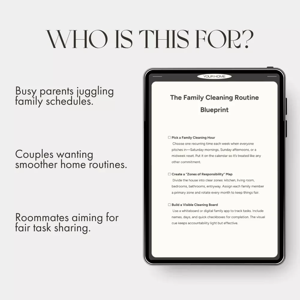 The Family Cleaning Routine Blueprint | Printable Checklist for How to Build a Family Cleaning Routine | Digital Home Organization Guide