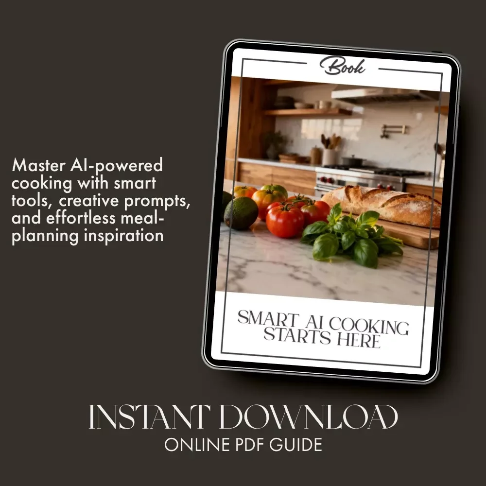 Smart AI Cooking Starts Here – Digital eBook Guide for AI-Powered Meal Planning, Smart Kitchen Tips, Recipe Prompts & Food Waste Solutions | Instant Download