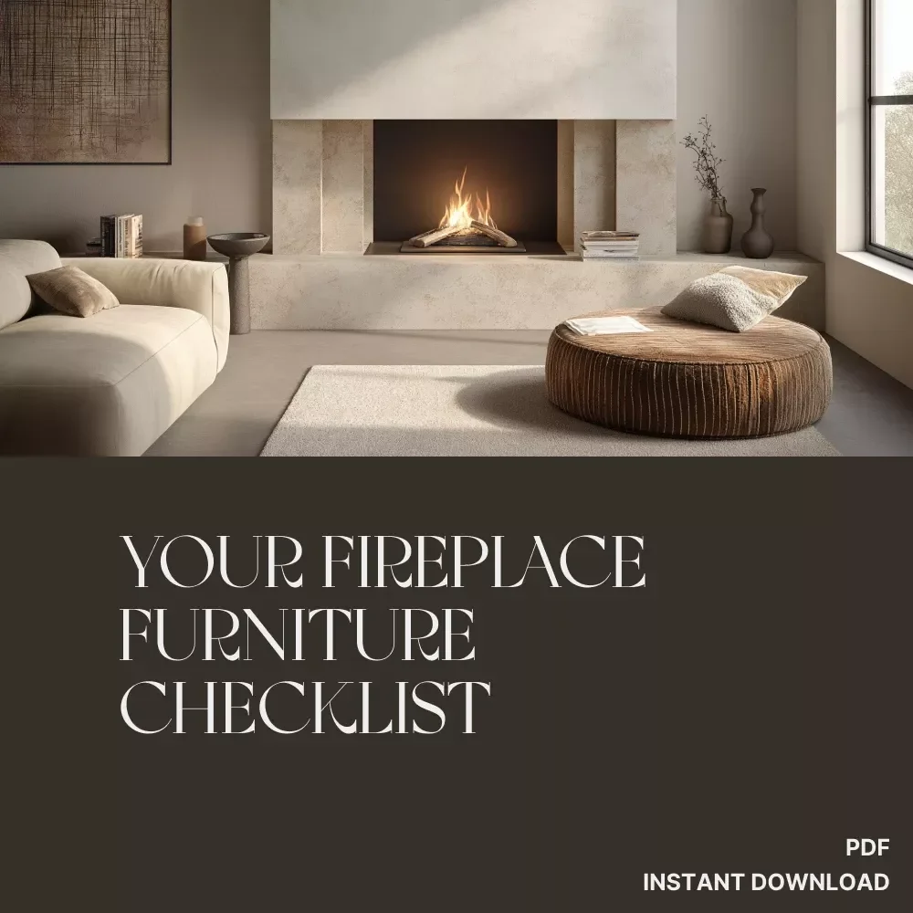 Your Fireplace Furniture Checklist | Printable Home Styling Guide for Living Room Layouts | How to Arrange Furniture Around a Fireplace | Cozy Interior Design Digital Download