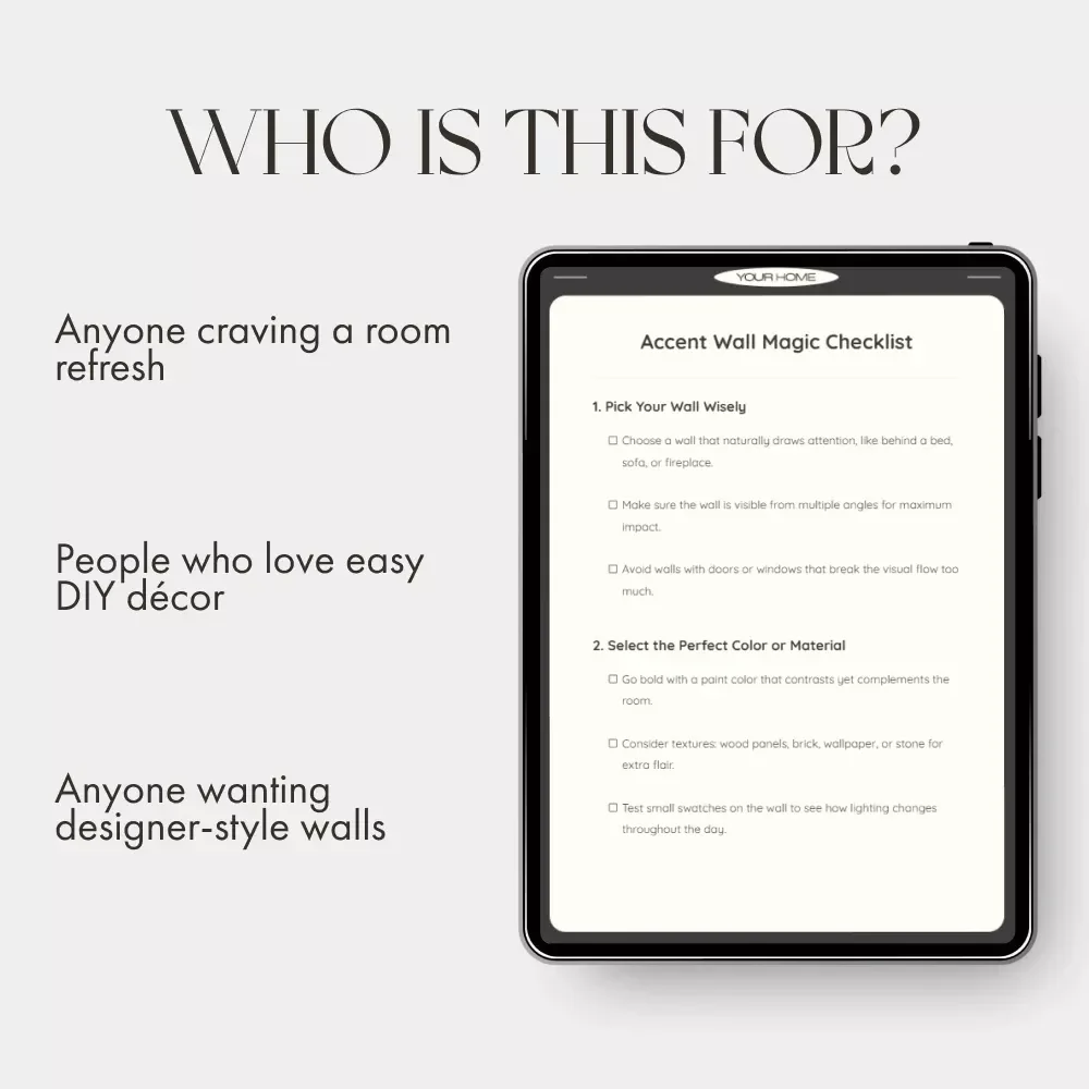 Accent Wall Magic Checklist | Digital Home Decor Guide | How to Create an Accent Wall Like a Pro | DIY Accent Wall Makeover Printable