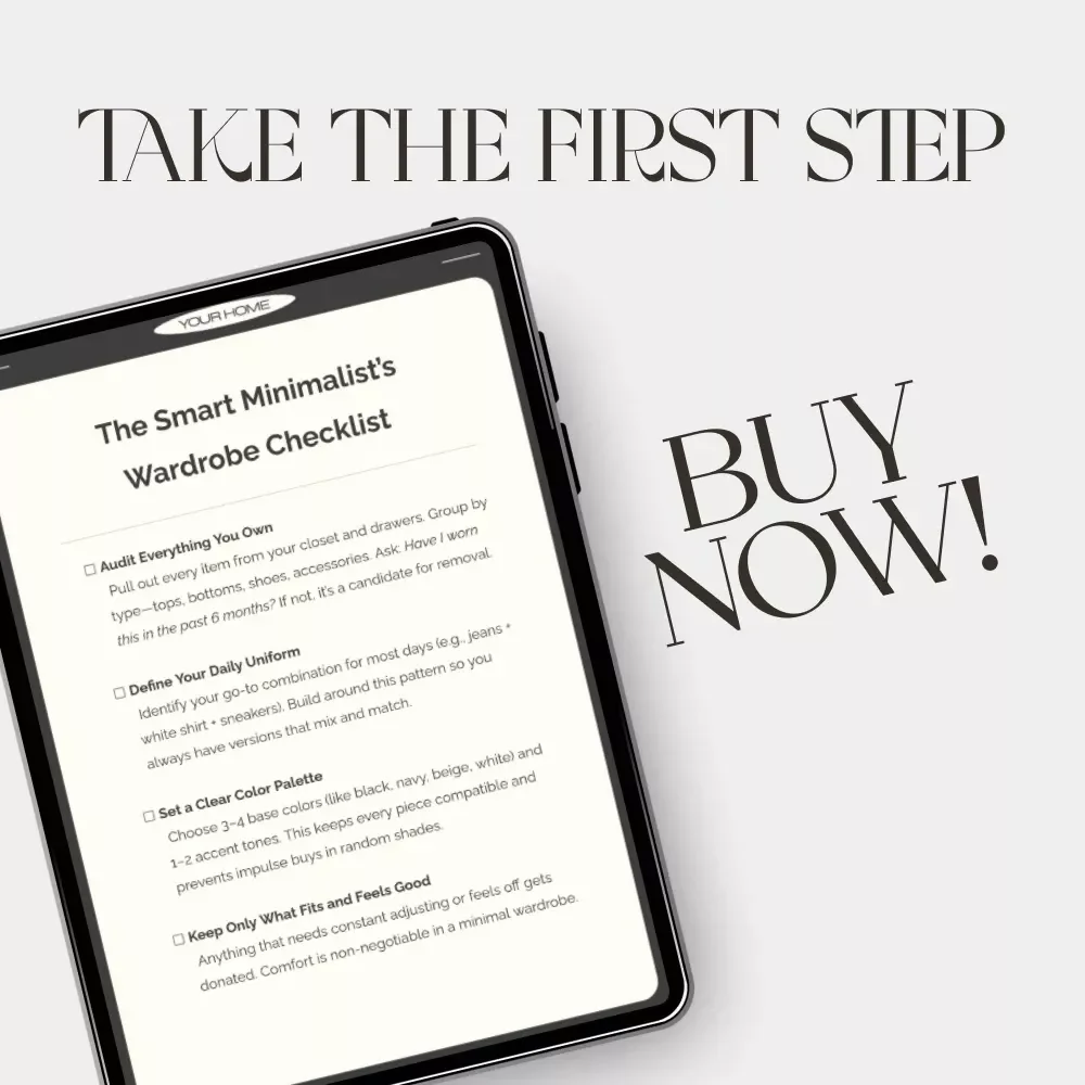 The Smart Minimalist’s Wardrobe Checklist | Digital Download Guide for Capsule Wardrobe, Closet Declutter & Sustainable Fashion Organization