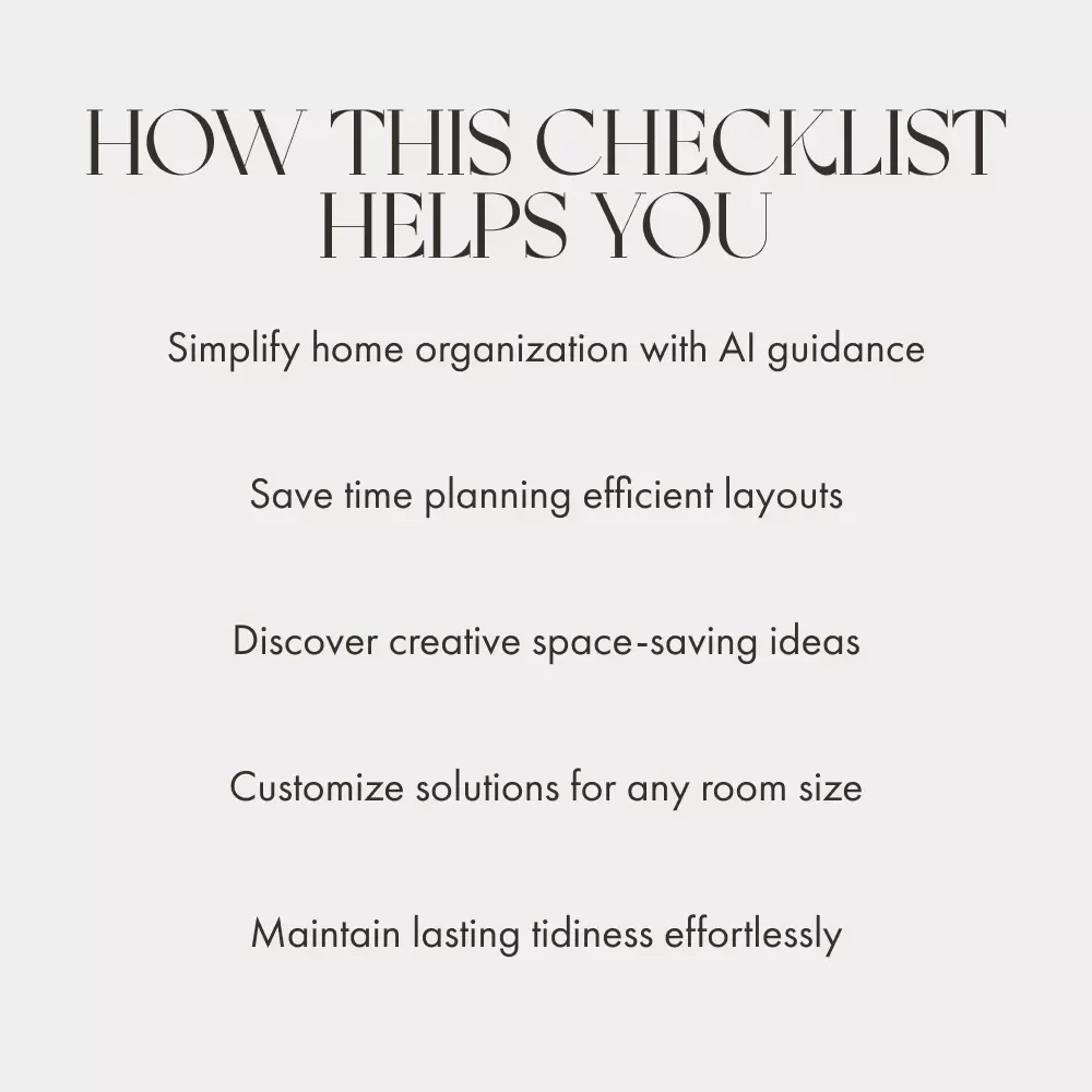 AI Storage Genius Checklist | Digital Download | Smart Home Organization Guide | Learn how to use AI to suggest storage solutions