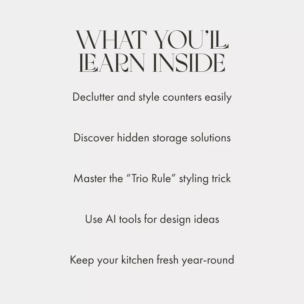 Decorating Your Kitchen Surfaces | Digital Download Guide for Stylish, Organized Countertops | Decluttering, Styling, and AI Design Tips for a Beautiful Kitchen