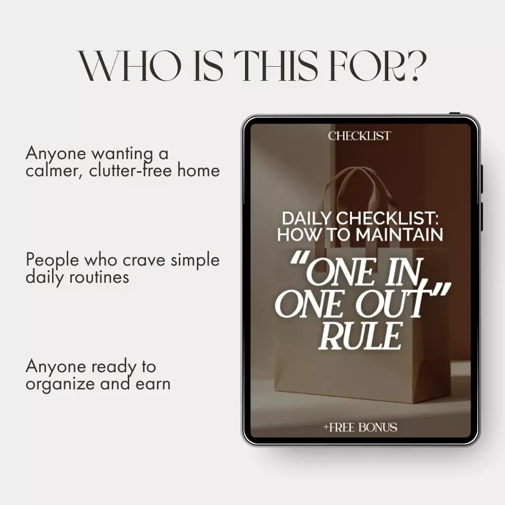 How to Maintain the “One In, One Out” Rule – Minimalist Living Checklist | Declutter Daily Guide for an Organized Home | Printable Digital Download