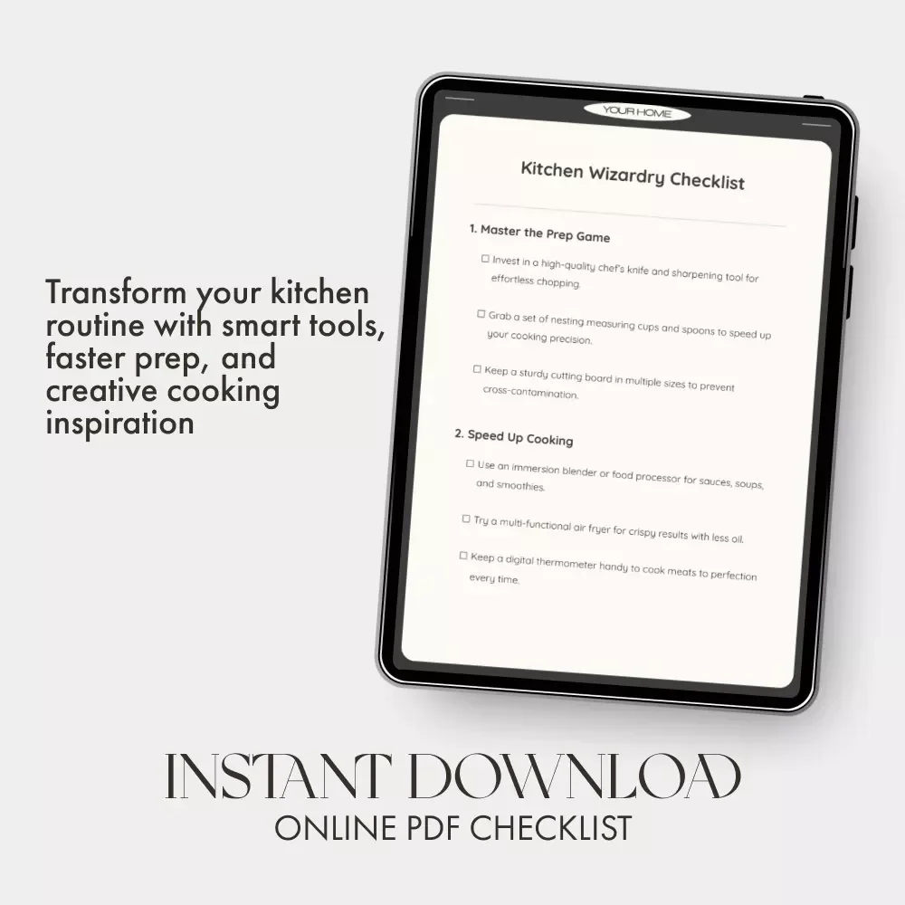 Kitchen Wizardry Checklist | Ultimate Printable Guide to the Best Kitchen Gadgets for Cooking, Storage & Cleaning Efficiency | Digital Download for Home Chefs & Food Lovers