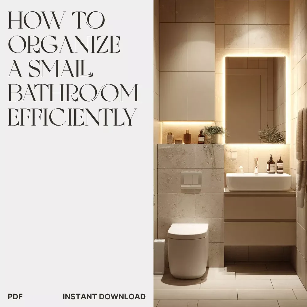 Small Bathroom Organization Checklist | Printable Digital Download | How to Organize a Small Bathroom Efficiently | Minimalist Bathroom Decluttering Guide for Small Spaces