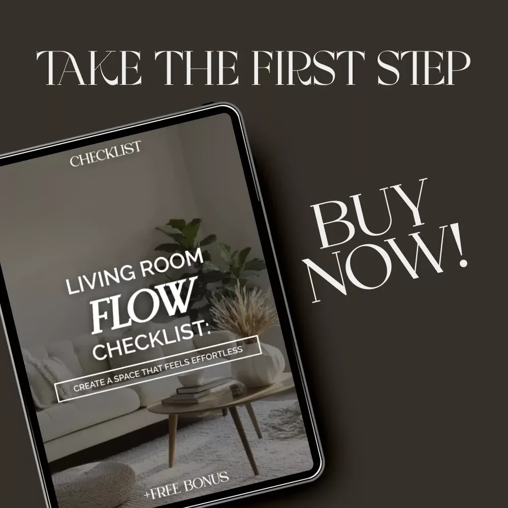 Living Room Flow Checklist | Digital Home Styling Guide | How to Arrange a Living Room for Flow | Interior Design Layout Tips Printable Download