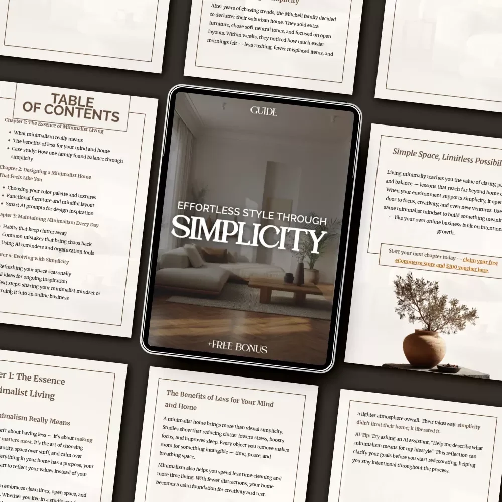 Effortless Style Through Simplicity | Minimalist Home Design & Decor Guide | Digital Download for How to Decorate and Maintain a Minimalist Home | Modern Living eBook
