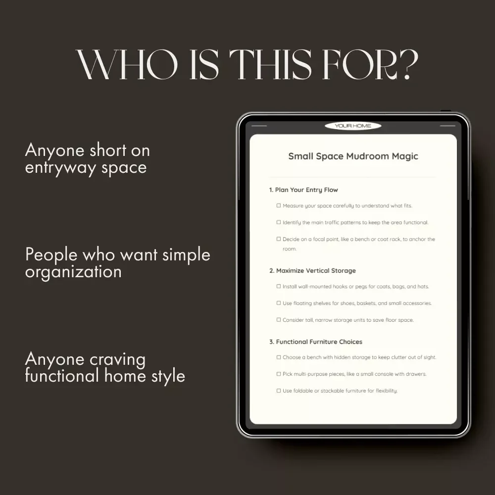 Small Space Mudroom Magic | Printable Checklist for Entryway Organization | How to Create a Mudroom in a Small Space | Digital Download Home Guide
